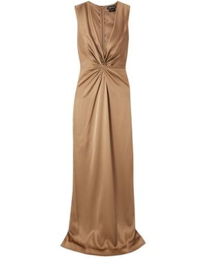 Tom Ford Ruched Detailed Evening Dress - Natural