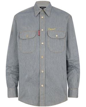 DSquared² Striped Denim Canadian Vintage Shirt - Grey