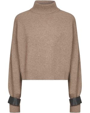 Brunello Cucinelli Cashmere Cropped Jumper - Natural