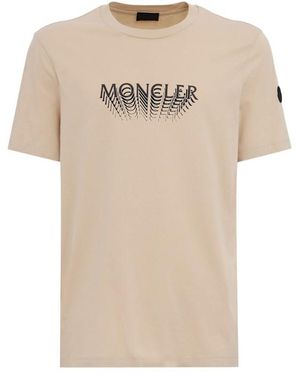 Moncler Logo Cotton Jersey T-Shirt - Natural