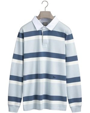 Dior Homme Striped Long Sleeve Polo Shirt - Blue