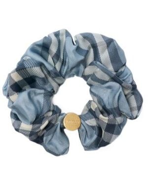 Burberry Check Elasticated Scrunchie - Blue