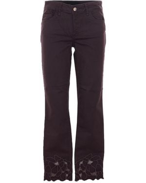 Liu Jo Floral Embroidered Skinny Trousers - Purple