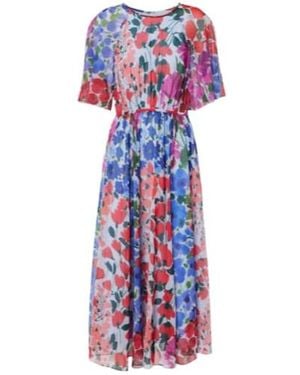 Carolina Herrera Floral Gathered Midi Dress - Multicolour