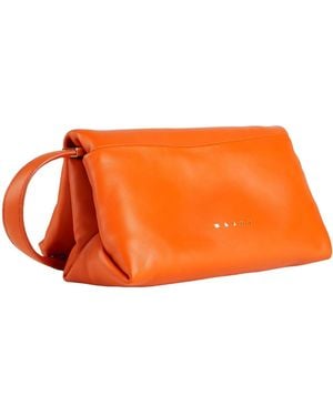 Marni Solid Color Leather Shoulder Bag - Orange