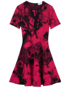 McQueen Crew-Neck Flared-Hem Mini Dress