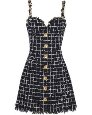 Balmain Tweed Dress With Chain - Black
