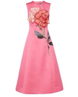 Leo C Floral-Appliqué Cocktail Dress - Pink