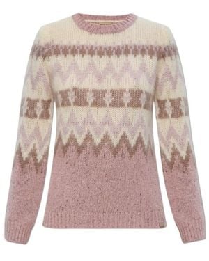 Woolrich Pattern Intarsia-Knit Crewneck Sweater - Pink