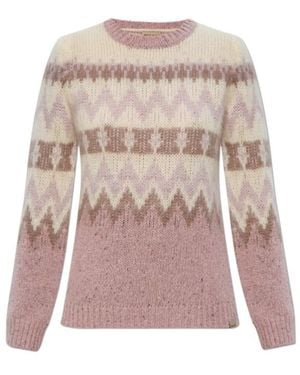 Woolrich Intarsia-Knit Long Sleeve Sweater - Pink