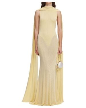 Self-Portrait Viscose Knit Scarf Maxi Dress - Natural