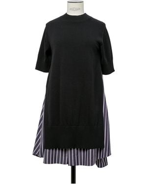 Sacai Poplin X Knit Dress - Black