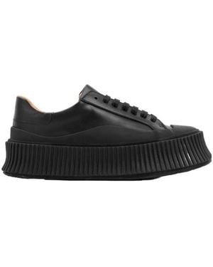 Jil Sander Lace-Up Round-Toe Trainers - Black