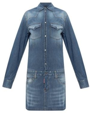 DSquared² Western Denim Shirt Dress - Blue