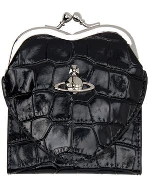Vivienne Westwood Heart-Frame Croc-Embossed Wallet - Black