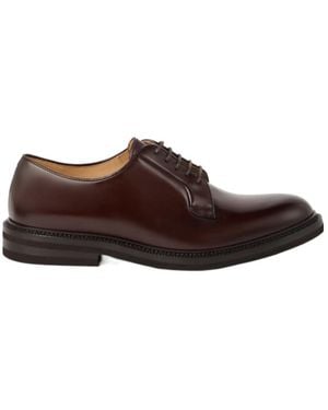 Brunello Cucinelli Lace-Up Leather Derby Shoes - Brown
