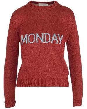 Alberta Ferretti Monday Jacquard Knitted Sweater - Red