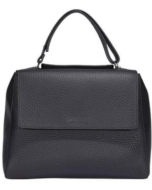 Orciani Sveva Logo Lettering Medium Shoulder Bag - Black