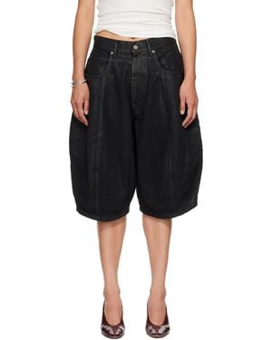 Lu'u Dan Puffa Denim Shorts - Black