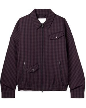 Tibi Jules Gingham Wool Bomber Jacket - Purple