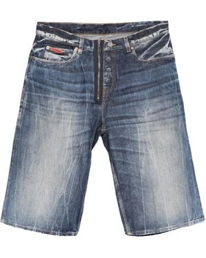 Martine Rose Logo-Patch Denim Shorts - Blue
