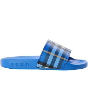 Burberry Plain Pool Sliders - Blue