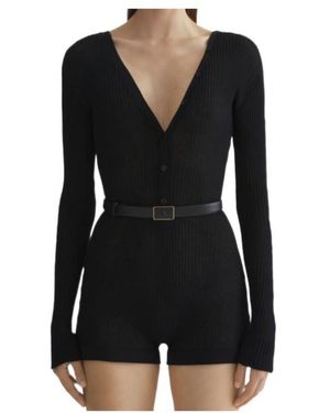 Mugler Buckle V-Neck T-Shirt - Black