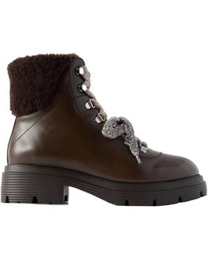 Stuart Weitzman Shearling-Lined Leather Ankle Boots - Brown