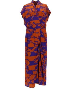 Dries Van Noten V-Neck Dress - Red