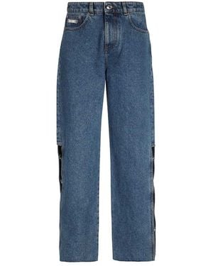 Gcds Side-Slit Wide-Leg Jeans - Blue