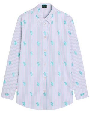 Etro Embroidered Cotton Shirt - Blue