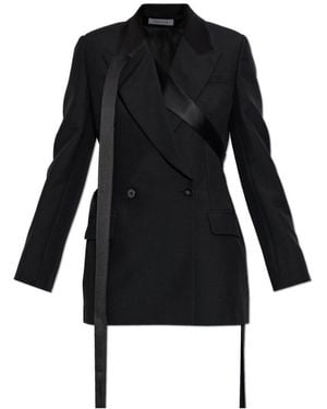 McQueen Double-Breasted Strap Detailed Blazer - Black