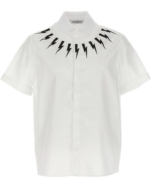 Neil Barrett Thunderbolt-Print Cotton Shirt - White