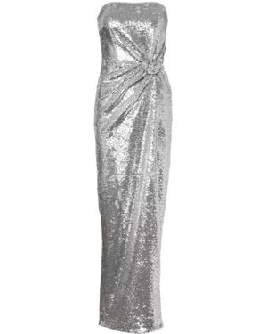 Roland Mouret Buckle-Detail Sequined Strapless Gown - Grey