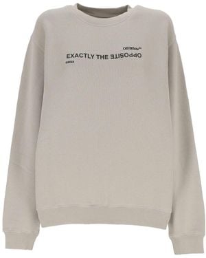 Off-White c/o Virgil Abloh Logo Printed Crewneck Sweatshirt - Grey