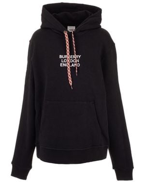 Burberry Embroidered Logo Hooded Jumper - Blue