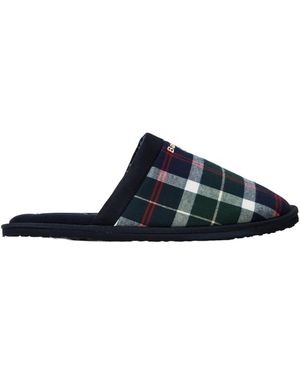 Barbour Plaid-Patterned Hooded Home Slippers - Blue