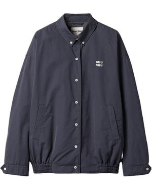 Miu Miu Old Poplin Blouson Jacket - Blue