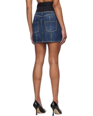 Balmain Crêpe & Denim Miniskirt - Blue