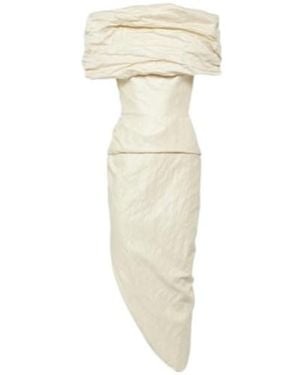 Maticevski Amber Draped Cotton-Blend Midi Dress - White