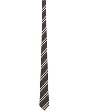 Saint Laurent Striped Tie - White