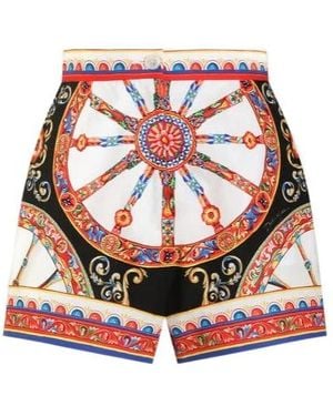 Dolce & Gabbana Carretto-Print Poplin Shorts - Red