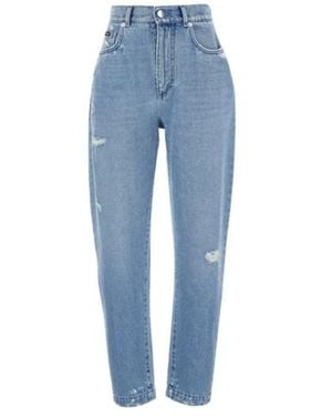 Dolce & Gabbana High Waist Distressed Jeans - Blue