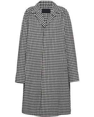 Prada Check Pattern Belted Coat - Grey