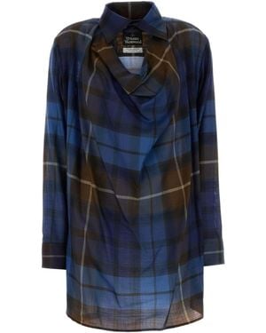 Vivienne Westwood Square Draped Check Shirt - Blue