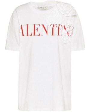 Valentino Rose Blossom Logo-Print T-Shirt - White