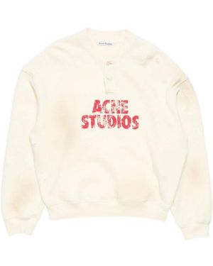 Acne Studios Logo Henley Sweatshirt - White