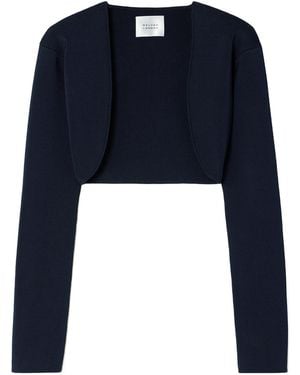 Galvan London Atalanta Cropped Ribbed Stretch-Knit Cardigan - Blue