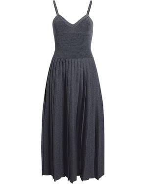 KHAITE Elio Spaghetti Strap Pleated Dress - Blue