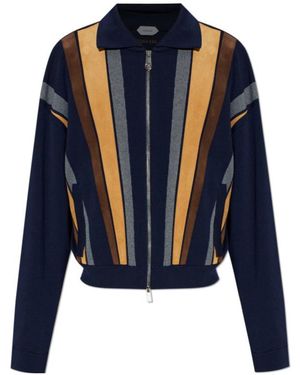 Versace Patchwork Zipped Cardigan - Blue